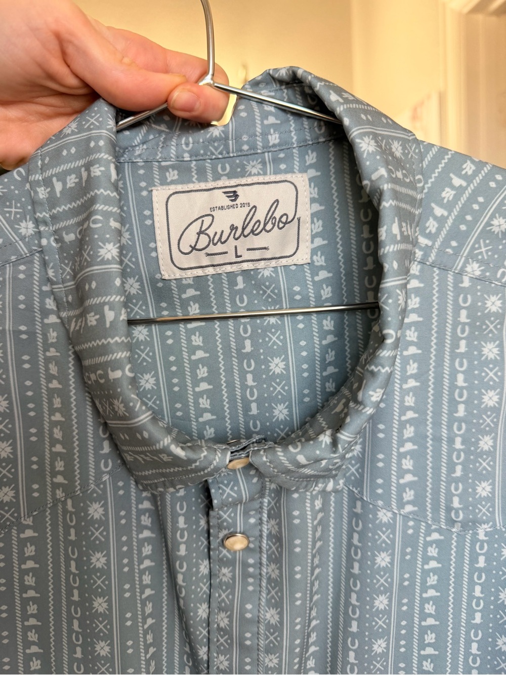 BURLEBO Light Blue Printed Casual Button-Down Shirt